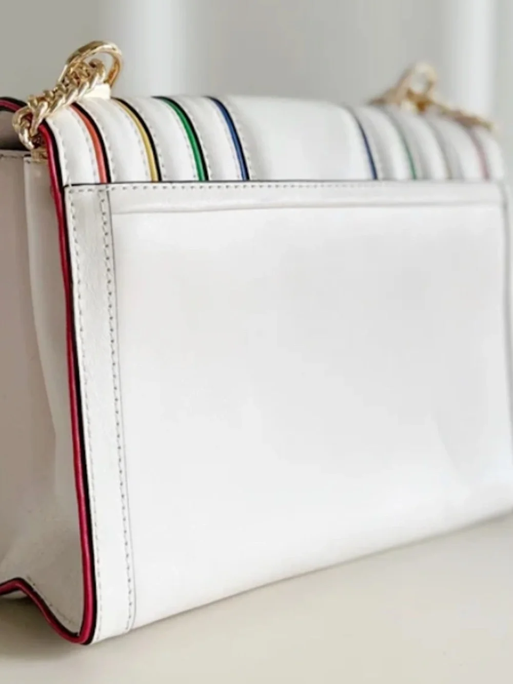 Michael Kors Designer Whitney White Rainbow Quilted Leather Shoulder Bag Orig Pk